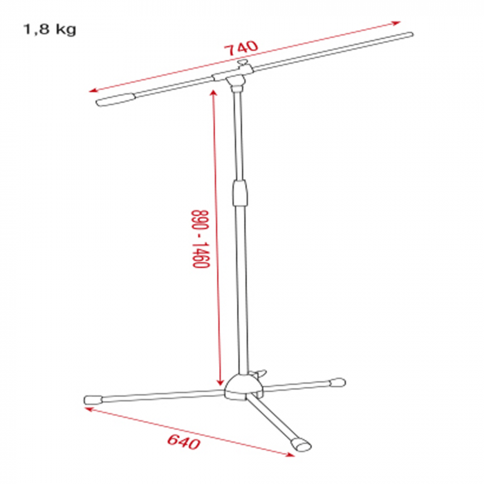 Highlite Showgear Mikrofonstander Lite dimension